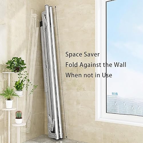 Miniatura 4 de Stainless Steel Clothes Drying Rack  Standing Garment RackPortable and Foldable, Adjustable Length, Easy to Move,for Laundry Rooms, Utility Rooms,