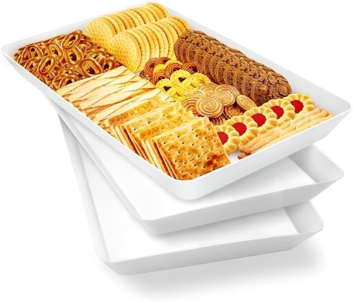 WOWBOX Bandeja de servir para entretenimiento, paquete de 3 bandejas para servir frutas, galletas, postres, aperitivos, bandejas de plástico
