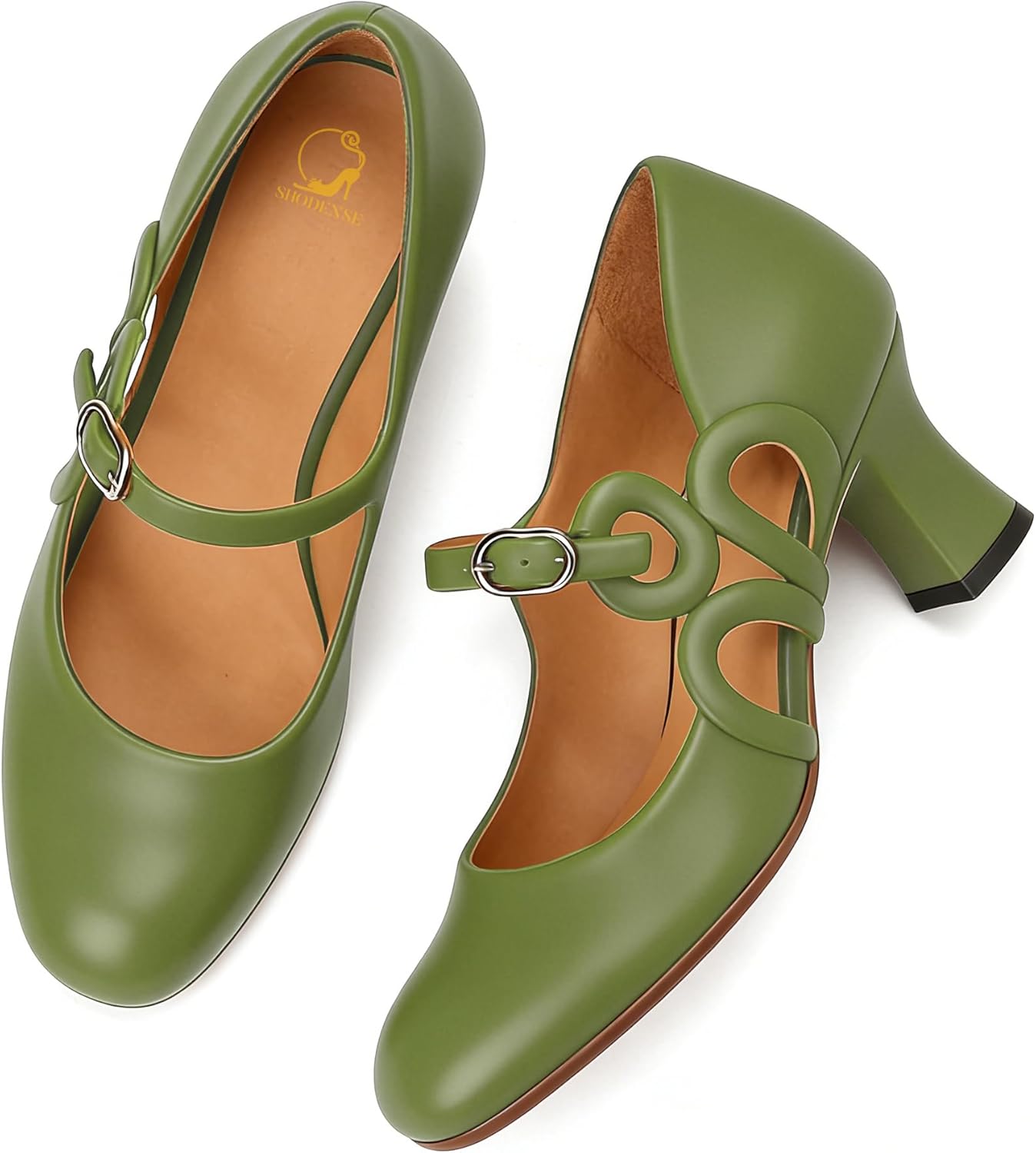 SHODENSE Women Retro Chunky Heel Mary Jane Shoes Suede Round Toe Ankle Strap Dress Pumps Sandals 2 inch Kitten Heel Mary Janes Cut Out Buckle Cute Comfort Wedding Party 4-11 M US