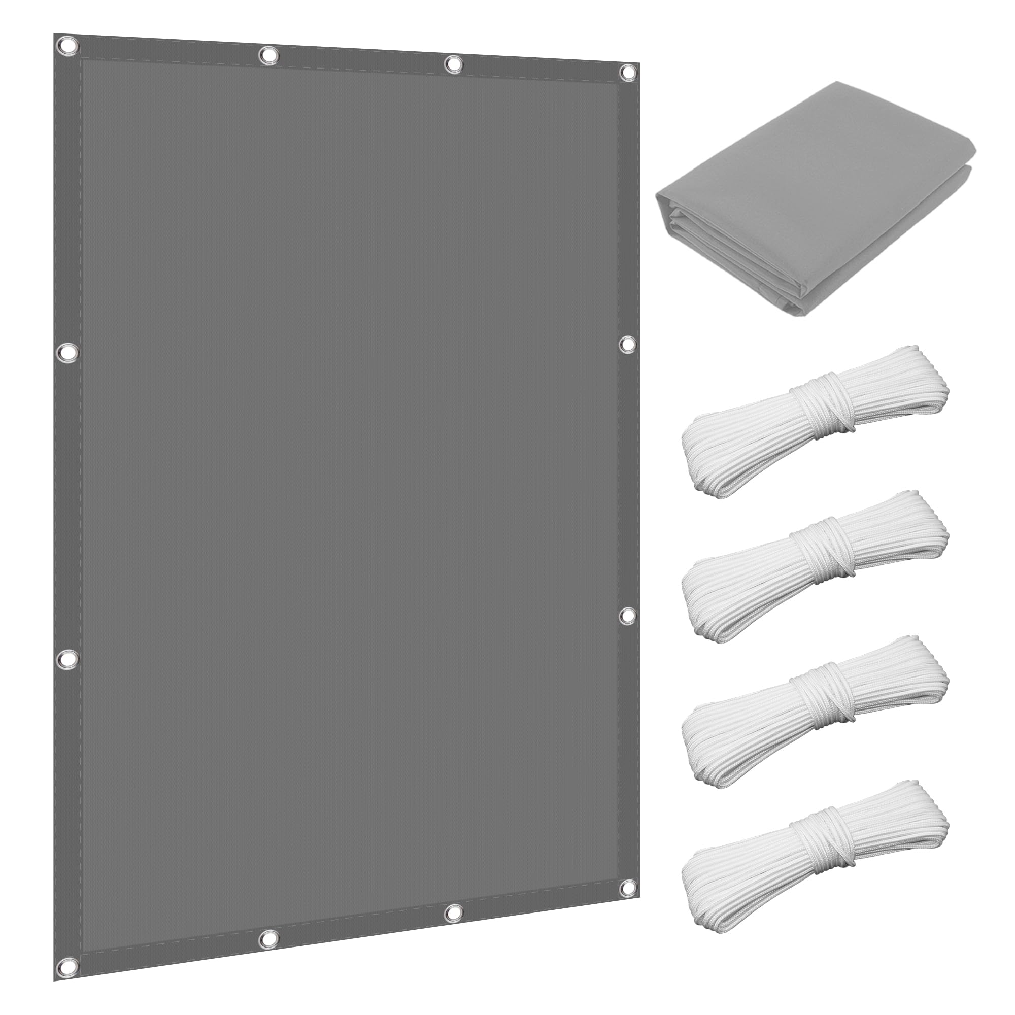 Filet d'ombrage 250 x 280 cm gris clair avec oeillets pour voile solaire extérieur