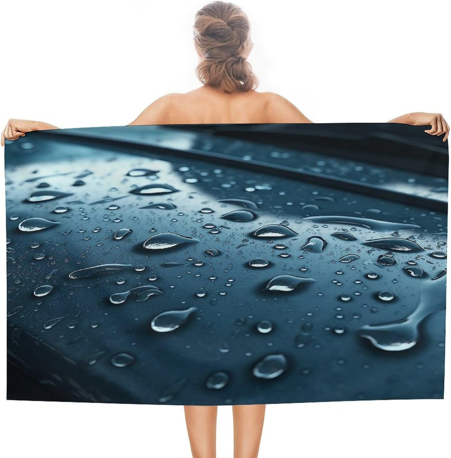 Swimming Towel, Water on Car Surface Printed Fashion Towel,Portable Towel,Durable Towel