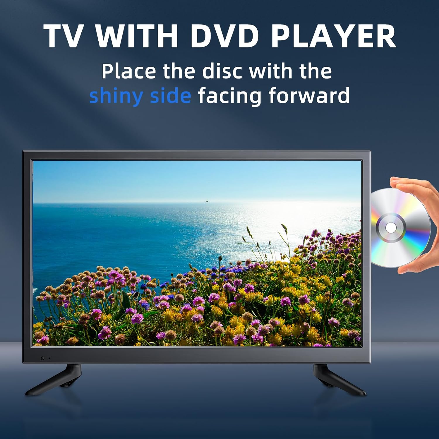 22 Inch TV with Built in DVD Player, Small Flat Screen with HDMI/USB/AV Inputs, Full HD 1080P, TV DVD Combo for RV, Kitchen, Home, Upgraded Antenna