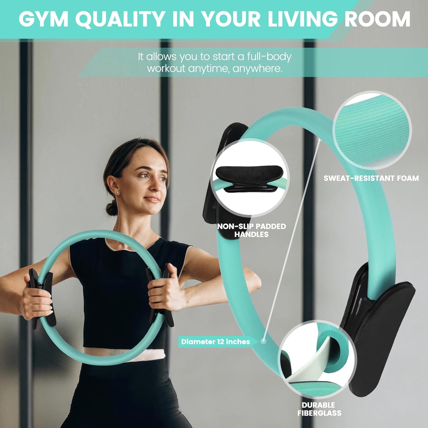 Home Pilates Essentials Kit for Women,Pilates Equipment Set with 9 Inch Yoga Ball,Figure 8 Resistance Band,Pilates Bands & Accessories,Pilates Ring and Ball Set for Beginners Home Workouts - Image 3