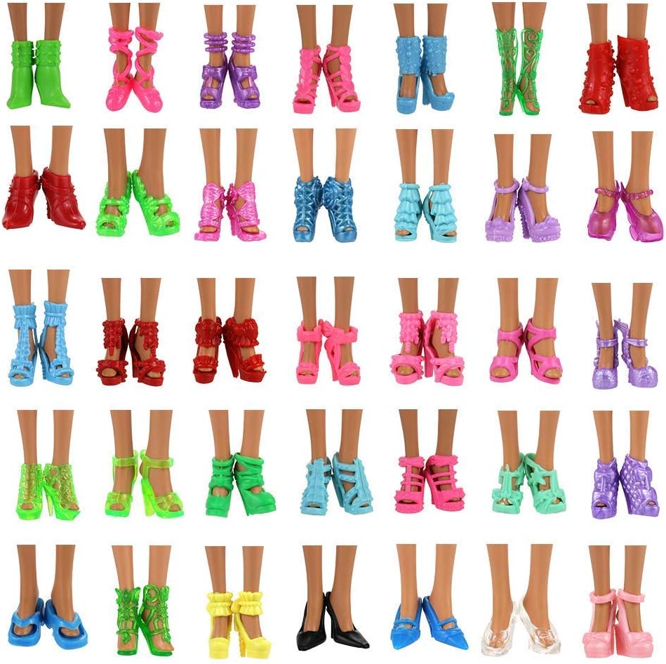 Barwa Lot 36 Items 3 Fashion Dresses 3 Casual Tops and Pants Outfits 6 Pcs Mini Dresses with 1 Bags 10 Shoes, 13 Accessories for 11.5 Inch Girl Doll Birthday Xmas