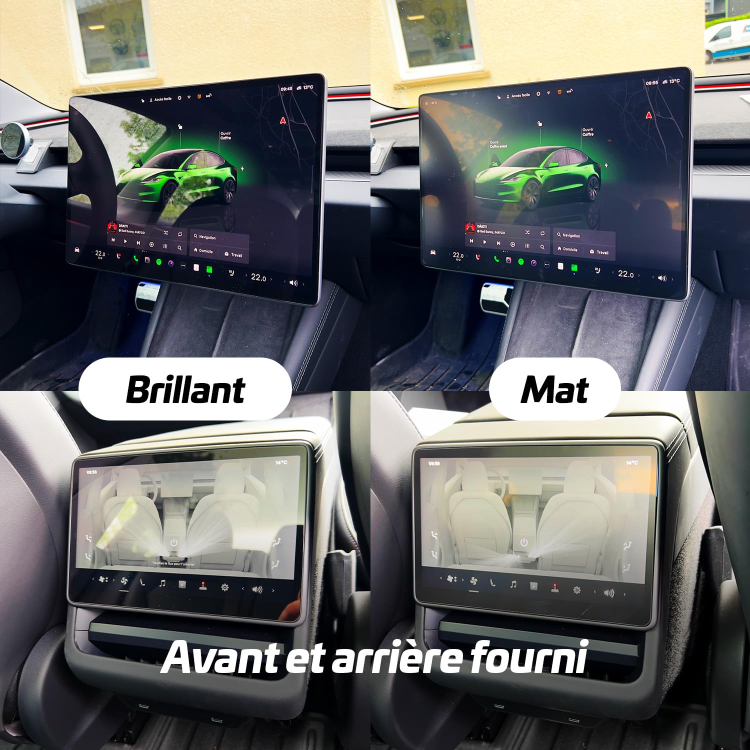 Verre de Protection Écran Central - Finition Mat – Tesla Model 3 Highland (2024) & Model Y Juniper (2025) – Anti-reflet – Installation Facile