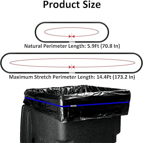 Miniatura 4 de Bandas de goma resistentes para latas de 50 a 96 galones para cocina, oficina, garaje, bolsas de basura grandes seguras (negro/azul/verde)