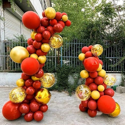 Garnet Red Balloons, 108 Pcs 12" Pastel Blue Balloons, Red Latex Balloons For Balloon Garland Arch As Party Decorations, Birthday, Wedding Decors Valentine Day Mother Day Baby Shower Decors, Solid Red #TOP2