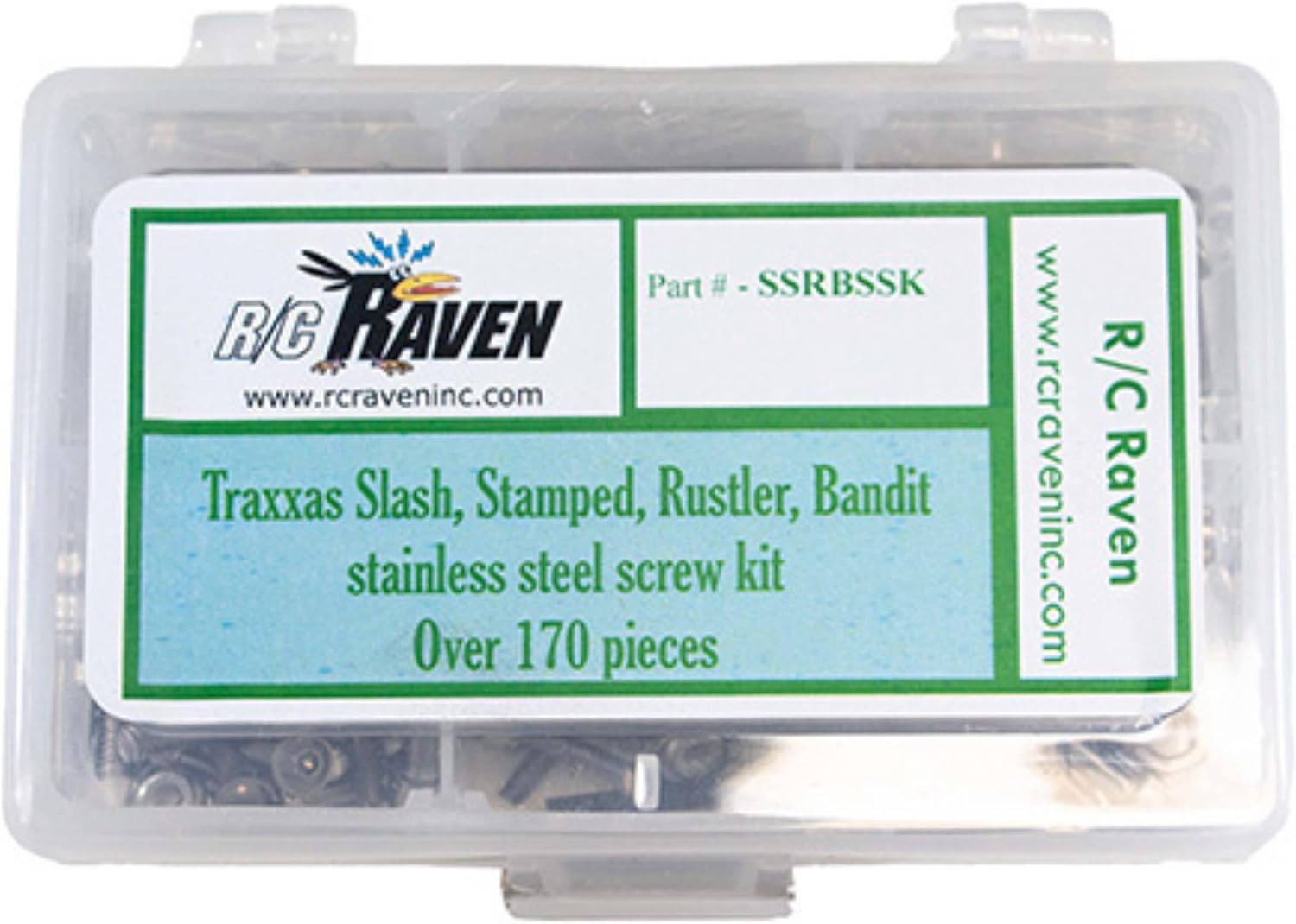 RC Screw Kit for Traxxas Slash, Stampede, Rustler, Bandit Stainless Steel RC Car Tool Kit including Head Screws, Nuts, Washers and Set Screws