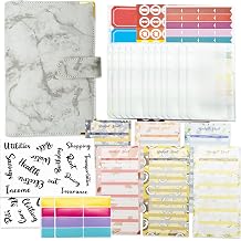 33Pcs Budget Binder Set,Budget Binder Money Saving Wallet, PU Leather Ring Binder Notebook with Clear Envelopes, Budget Sheets, Ruler, Label Stickers and Letter Sticker Labels