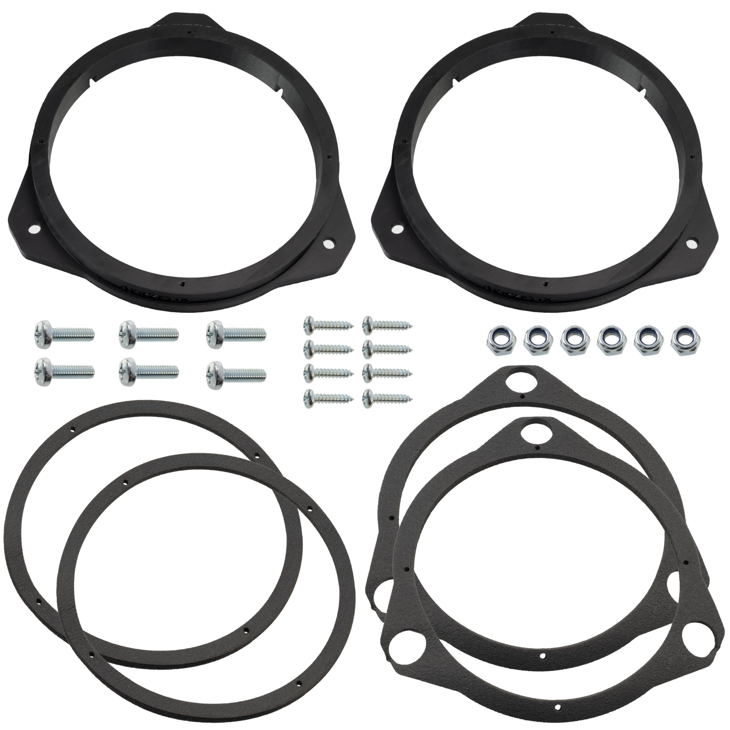 Aerzetix - Kit di 2 adattatori per altoparlanti Ø165mm in plastica ABS | compatibile con Fiat 500 (312) Panda III, Ducato/Iveco Daily, Opel Corsa C/D/E, Astra F/G/H, Zafira A, Citroën Jumper/Relay