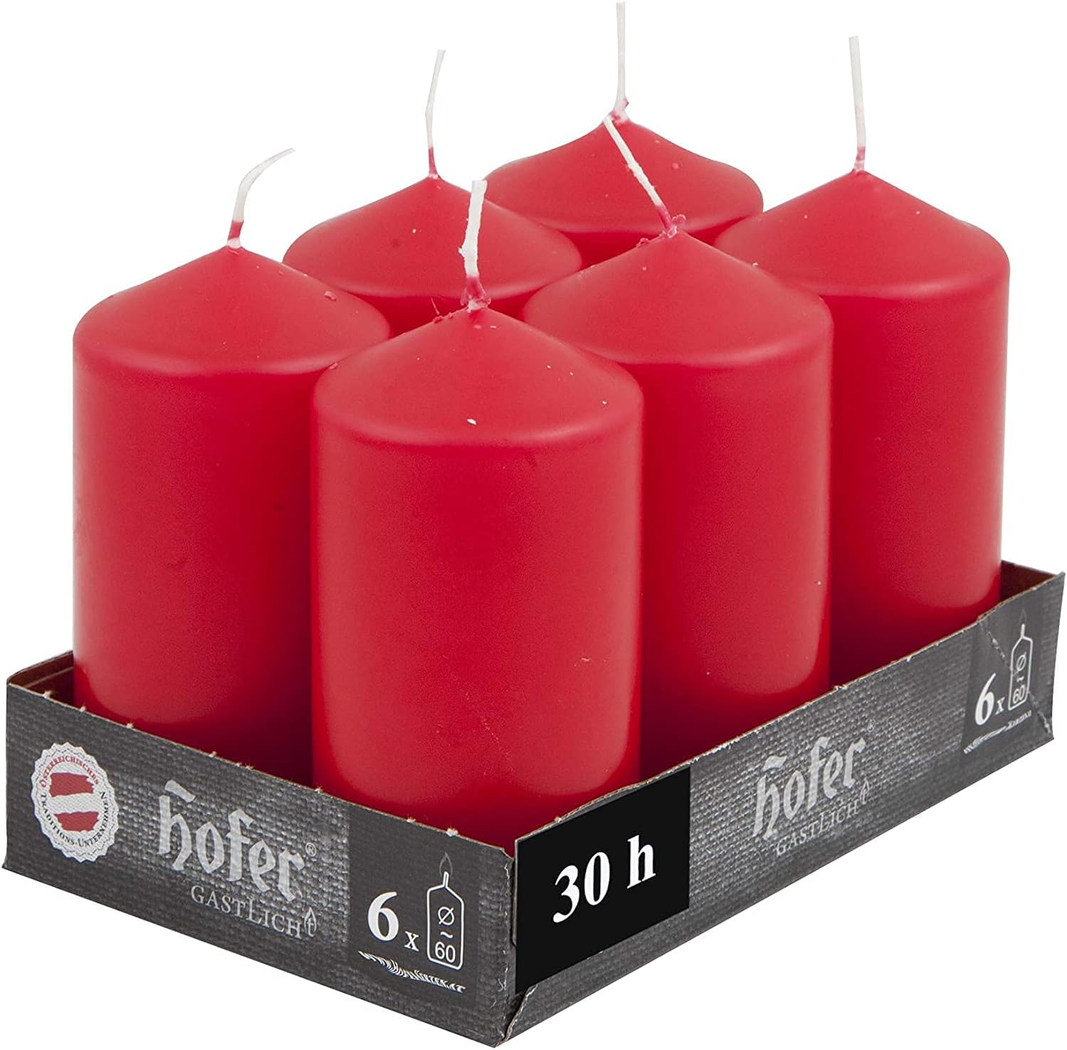 Hofer Unscented Pillar Candles Set of 6 Red Candles 2.