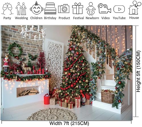 Miniatura 9 de CYLYH Telones de fondo de Navidad de 10 x 10 pies para chimenea de Navidad, árbol de Navidad, regalo de fiesta, decoración del hogar, fondos de