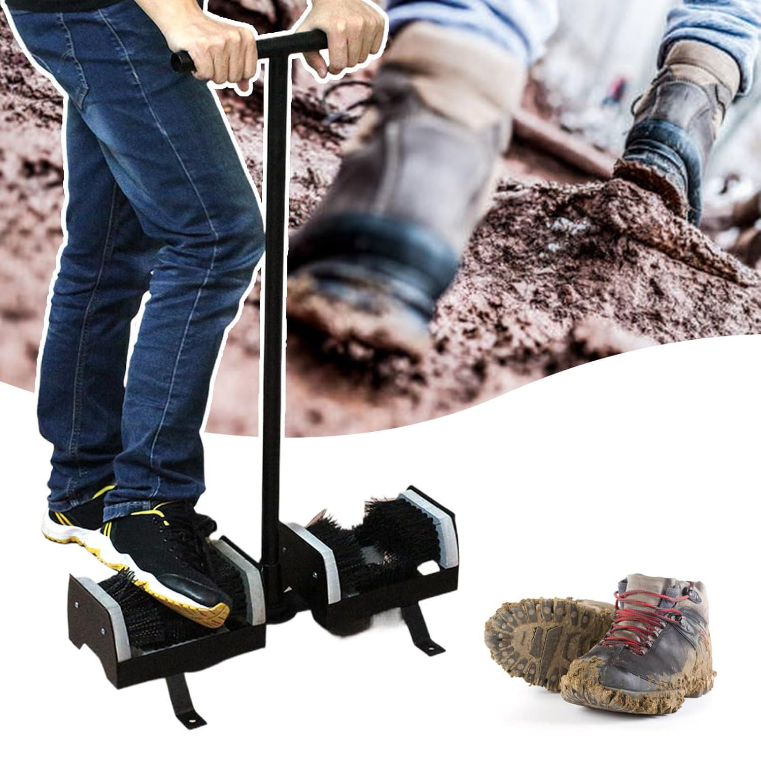 Cepillo raspador de botas y zapatos con asa, eficaz removedor de barro para puerta delantera, jardín y uso al aire libre
