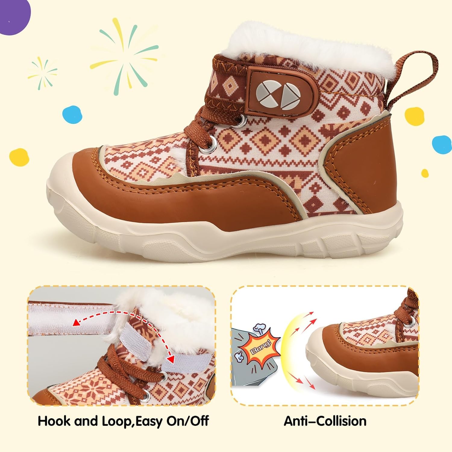 Centipede Demon Toddler Boots Boys Girls Winter Boots Waterproof Fleece Kids Snow Boots Faux Fur Booties Warm Walking Shoes for Indoor Outdoor - Image 4