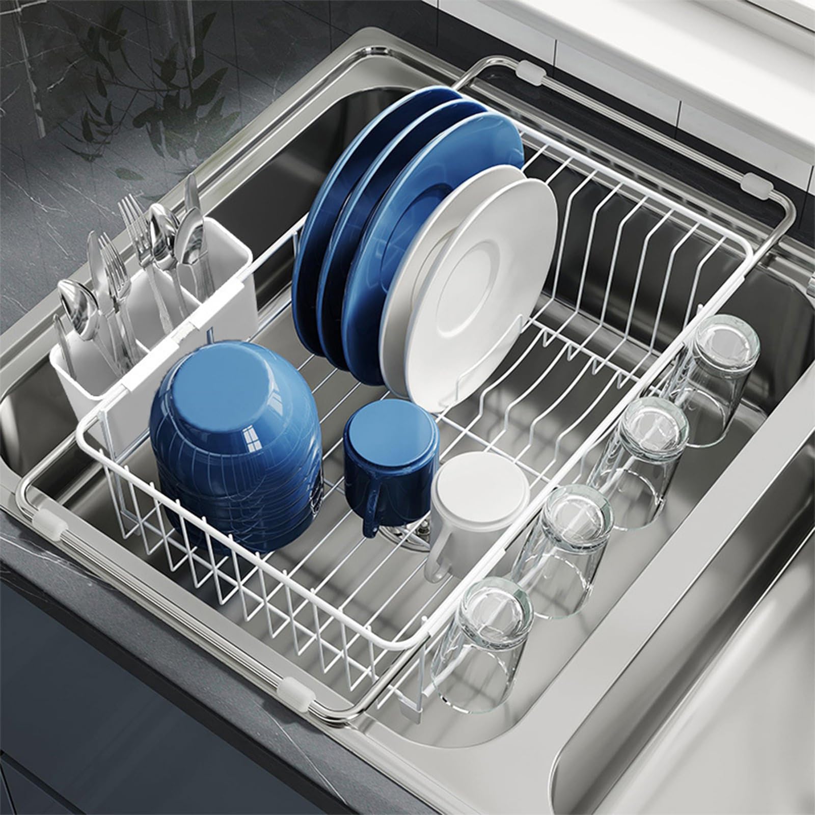 Snorvixre Multifunctional Expandable Rack Iron Kitchen Organizers Drying Seamlessly Integration Any Decoration Expandable Kitchen Storage Solution