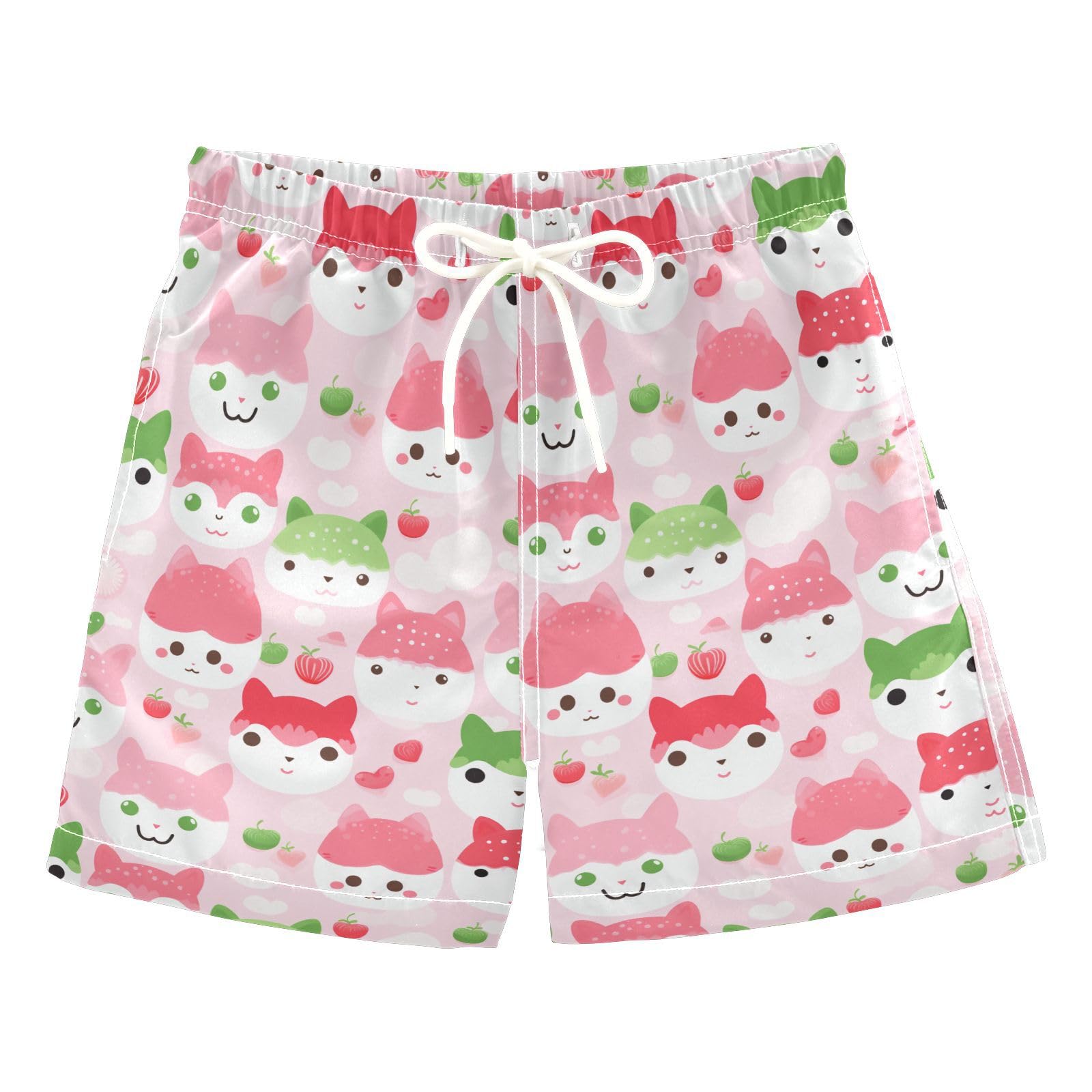 Strawberry Cat Boys Swim Trunks Toddler Shorts Swimwear Boardshorts