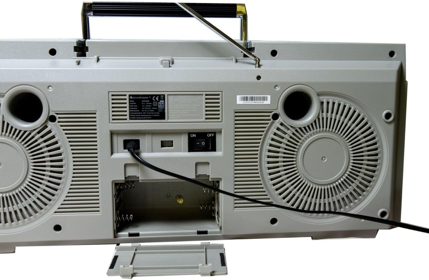 posterior view of the Soundmaster SCD1980SI Boombox