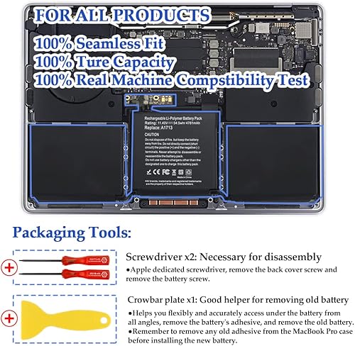 Miniatura 6 de Reemplazo de batería A1708, batería A1713 para MacBook Pro de 13 pulgadas A1708 [finales de 2016, mediados de 2017] EMC 2978 3164 MPXQ2LL MLL42LL