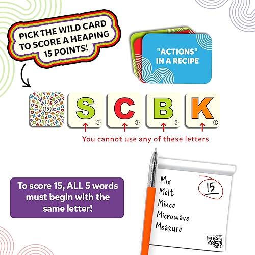 Miniatura 6 de Skillmatics Juego de mesa y cartas juego de primera a 5, categoría con un giro, pensamiento rápido, perfecto para fiestas, Navidad, noches de juegos