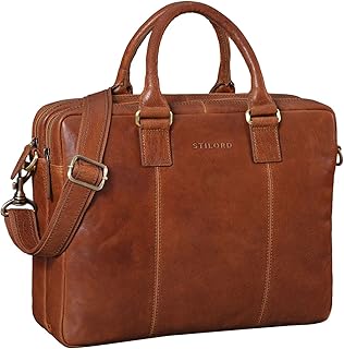 STILORD 'Zacharias' Borsa da lavoro uomo in pelle Ventiquattrore donna per ufficio in vero cuoio Borsa porta PC 15.6 pollici attaccabile ai carrelli