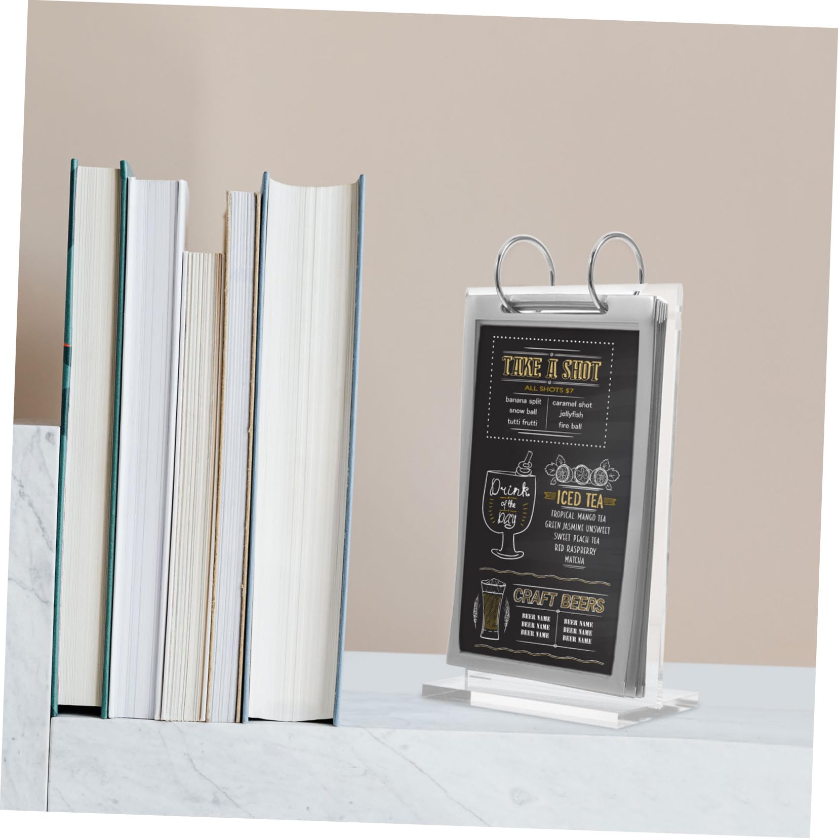 SHINEOFI 4piezas Soporte De Menú Transparente Vertical Con Base Estable Para Restaurantes Exhibidor De Mesas Para y Carteles