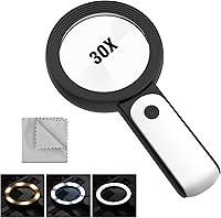 Vista 1 de MoKo Magnifying Glass with Light, 30X Handheld Large Magnifying Glass 18LED 3 Modes Illuminated Lighted Magnifier for Elderly Kids Reading