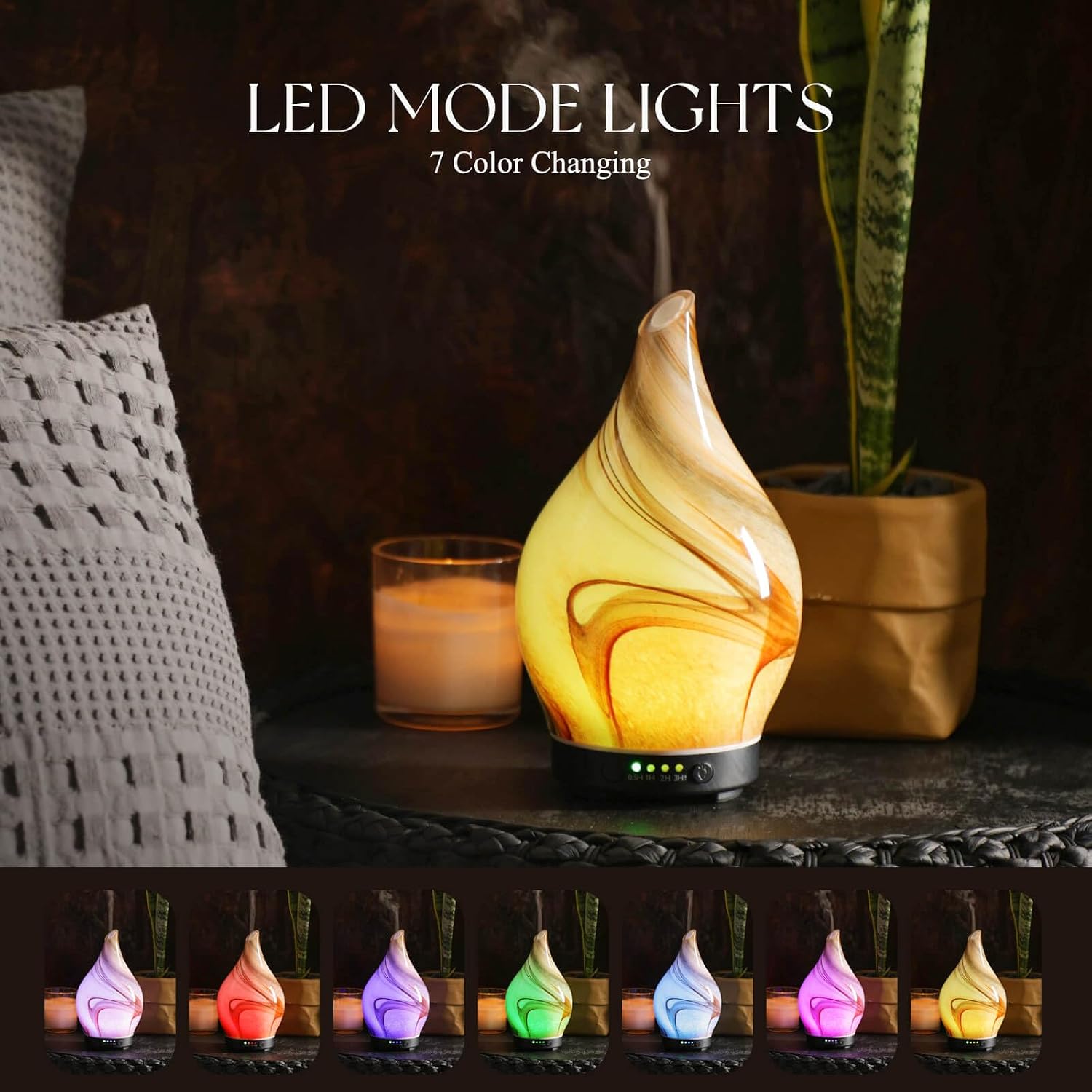 Porseme 150ml Essential Oil Diffuser Glass Color Changing Aroma Air Diffusers Aromatherapy Ultrasonic Cool Mist Humidifier 6 Running Hours Waterless Auto-Off for Sleeping Yoga Office Spa (Jupiter) Q1-150ml Jupiter Afantty 150ml