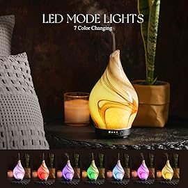 Porseme 150ml Essential Oil Diffuser Glass Color Changing Aroma Air Diffusers Aromatherapy Ultrasonic Cool Mist Humidifier 4 Running Hours Waterless Auto-Off for Sleeping Yoga Office Spa (Jupiter)