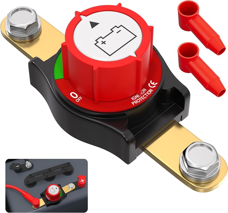 Joinfworld Side Post Battery Disconnect Switch 12V-48V 275A Waterproof Marine Battery Cut Off Switch 12 Volt for Car RV Boat ATV UTV Vehicles
