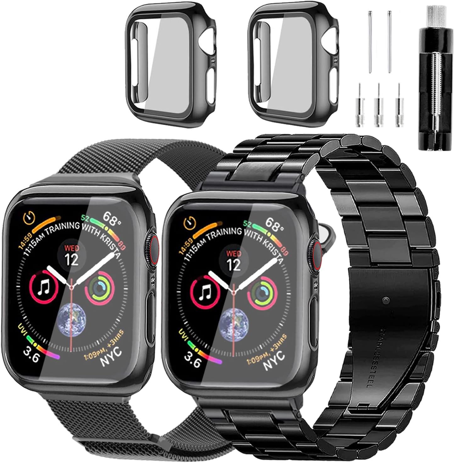 Compatible With Apple Watch Band Iwatch Ultra Series 9/8/7/6/5/4/3/2/1/SE, 38/40/41/42/44/45/49mm, Solid Stainless Steel Band Large Magnetic Milanese Mesh Metal Business Band Men Women