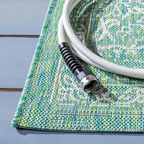 Vista 260 de SAFAVIEH Courtyard Collection - Alfombra decorativa, 2 pies 3 pulgadas x 5 pies, turquesa, no desprende pelusa y de fácil cuidado, para interiores