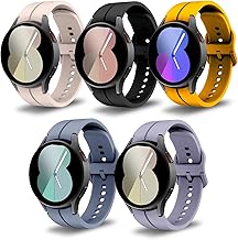 5 Pieces 20mm Bands Compatible with Samsung Galaxy Watch 6/5/4 40mm 44mm/Galaxy Watch 6/4 Classic 47mm 46mm 43mm 42mm/Watch 5 Pro 45mm, Silicone Replacement Strap for Galaxy Watch 6