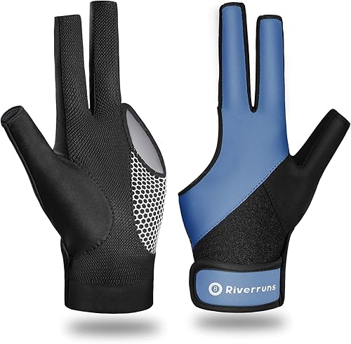 Riverruns Guante de billar para mano izquierda, 3 dedos, guante deportivo de billar para hombres y mujeres