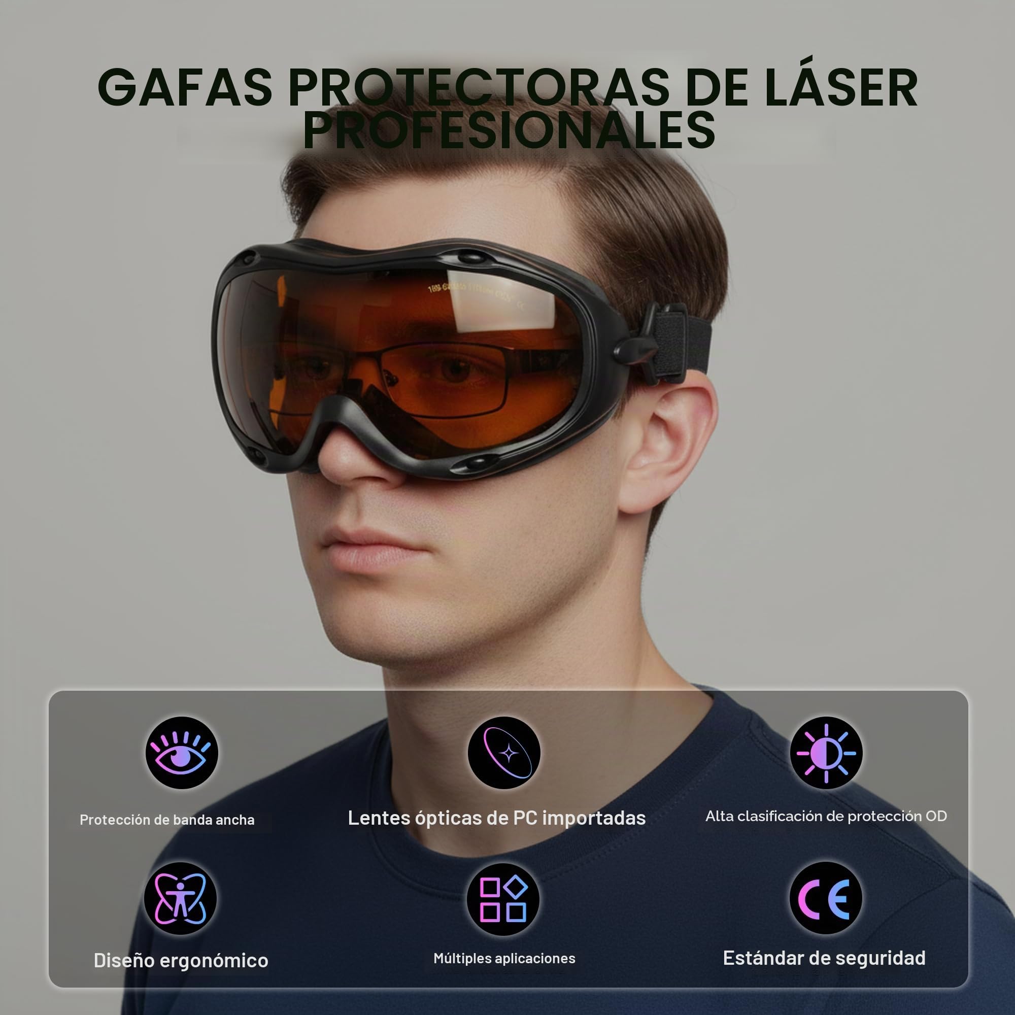 MCWlaser Gafas de Protección Seguridad Láser Gafas de Protección Seguridad Láser Unisex adulto (Pack de 1)
