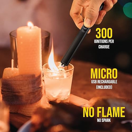 Miniatura 4 de Avalanche Encendedor de arco delgado de alcance extra eléctrico  Encendedor recargable sin combustible con USB para uso en interiores y exteriores