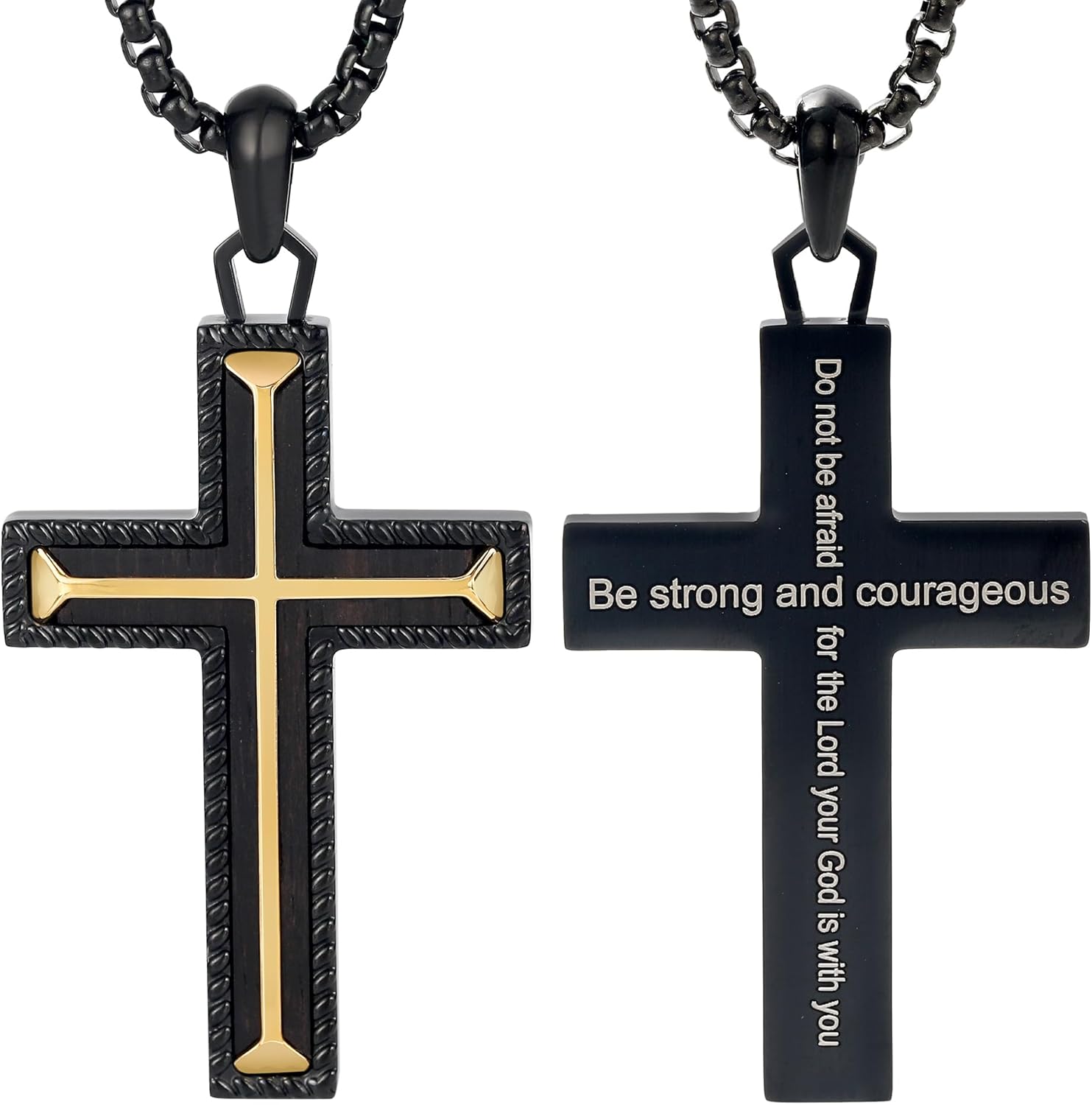 Cross Necklace for Men Stainless Steel Cross Necklace Low Allergy Not Easy to Fade Adjustable Box Chain Religious Gift Daily Wear