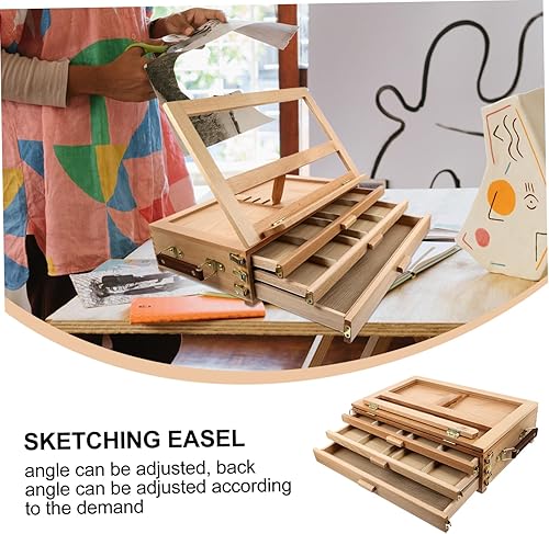 Miniatura 8 de Caballete de madera para niños, soporte de dibujo, soporte de almacenamiento, caballete de postal de madera, caballetes de mesa para pintar, marco