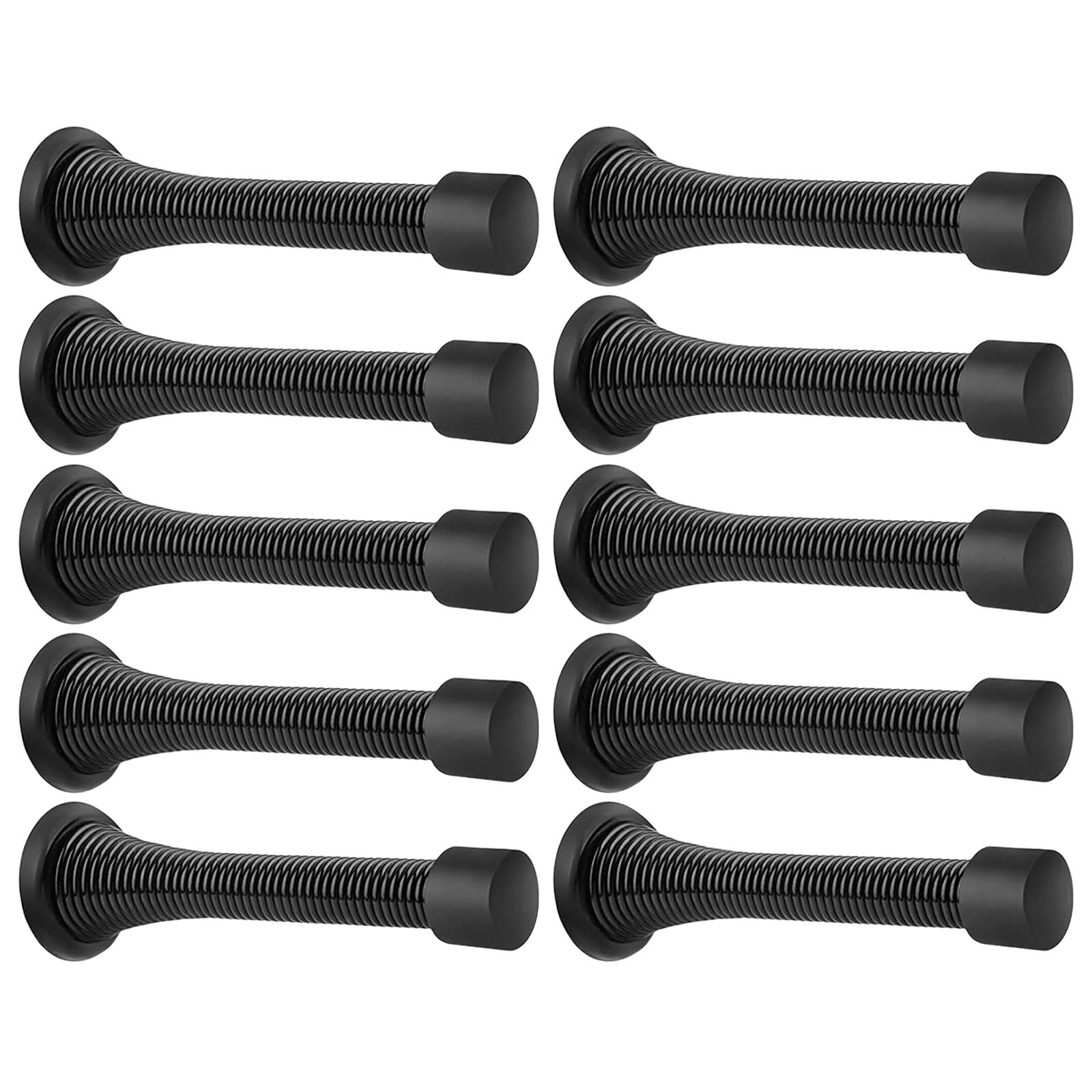 10Pcs Wall Mounted Spring Door Stoppers Flexible Spring Door Stops with Rubber Bumper Tip Wall Protector Bumper Protective Accessory