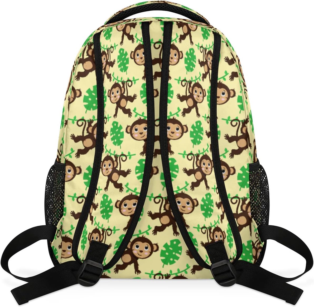 Monkey Backpack for School, Cute Monkey Palm Leaves Yellow Laptop Backpack Water Resistant Bookbag Computer Bag Travel Hiking Camping Rucksack Daypack Shoulder Bag for Teenager Boys Girls Kids