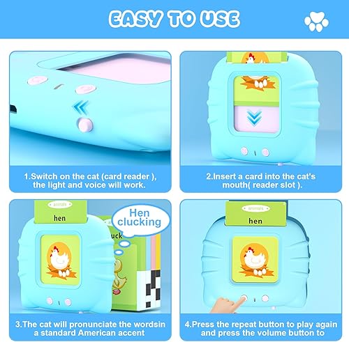 Miniatura 7 de Tarjetas flash parlantes para niños y niñas de 1, 2, 3, 4, 5 años, dispositivo de aprendizaje sensorial de idiomas con 224 palabras visuales