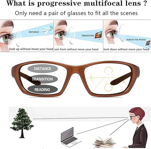 Miniatura 10 de Gafas de lectura fotocrómicas progresivas multifocales de transición para hombres y mujeres