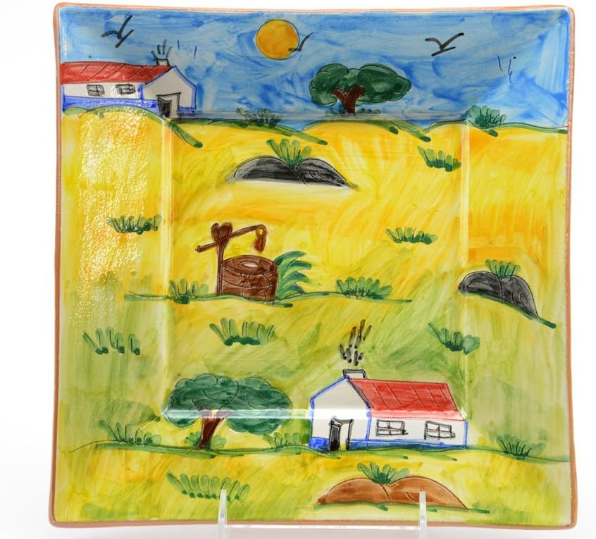 Hand-painted Countryside Square Plate