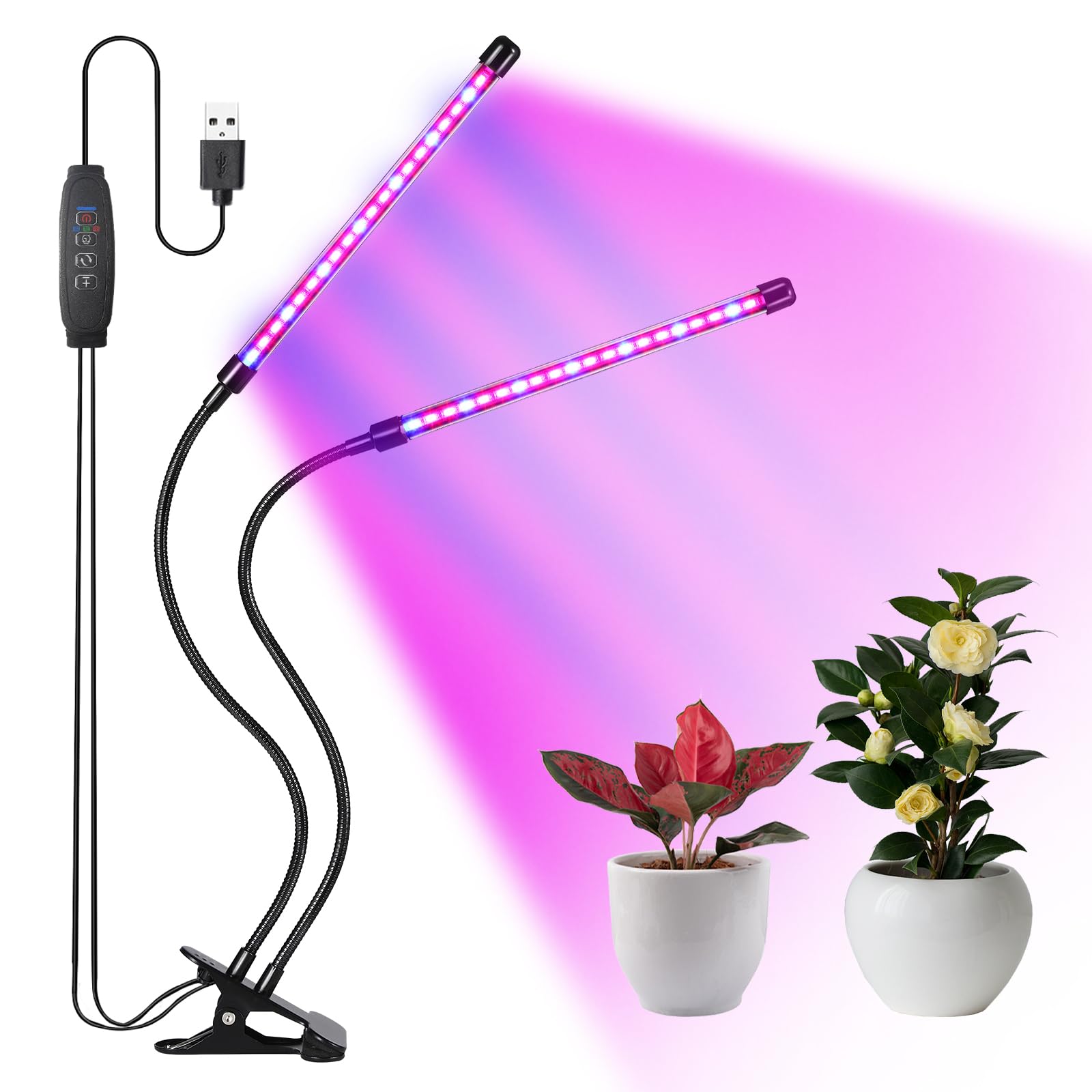 Blackt Electrotech LED Grow Light, Full Spectrum, 11W, Dimmable with Timer, Gooseneck Clamp, Indoor Plant Growing (with 2-Head, 2)-image-29