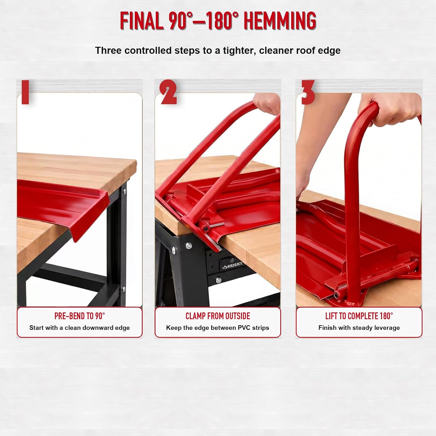 Roof Eaves Seam Bender Set with 45°Bending Plier & 2 PVC Inserts