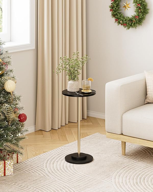 AEPOALUA Round Side Table, Small Drink Table for Small Spaces, Black Marble by AEPOALUA - Used condition - Image 8