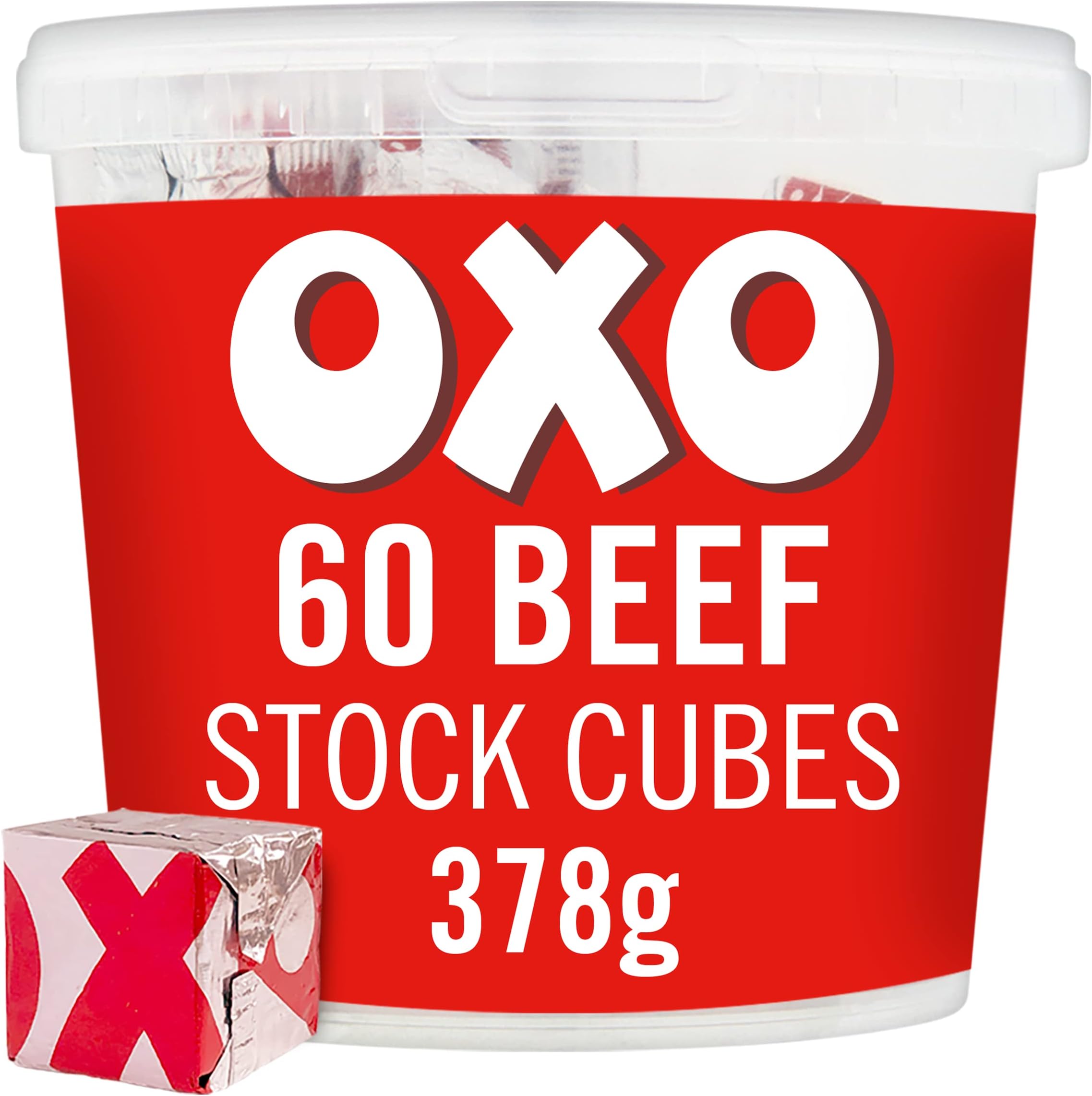 60 Beef Stock Cubes – Made with Authentic Meat Juices, Big Value, Ideal for Soups, Stews, Gravy & Roast Dinners, 378 g (Pack of 1)