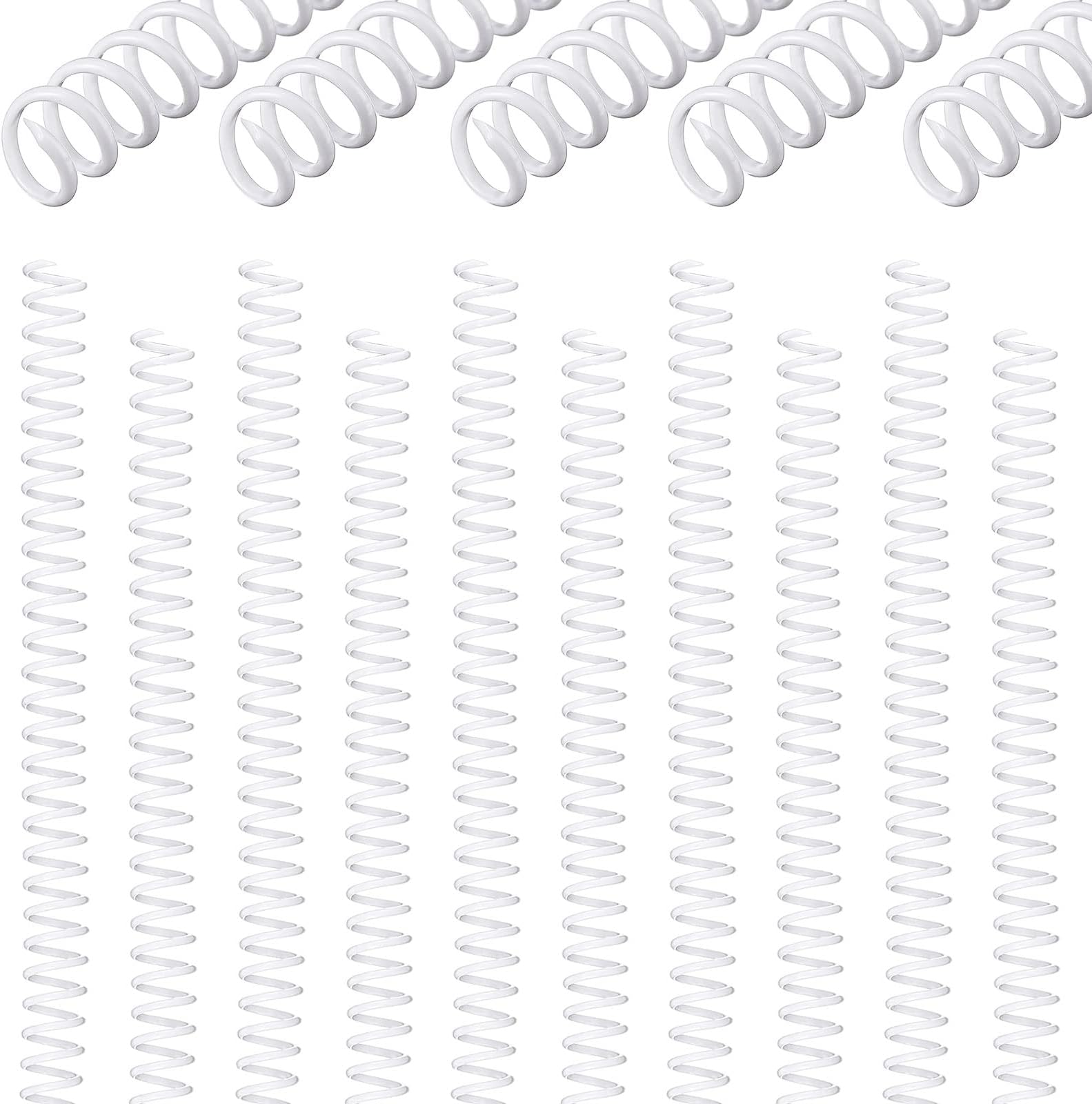 Pajean 30 Pcs 8 Mm/ 5/16 Inch Spiral Binding Coil Coil Bindings Spines 4: 1 Pitch 54 Sheet Capacity Plastic Binder Combs for Teacher Office Document Notebook Business Proposals Reports Menus(White)