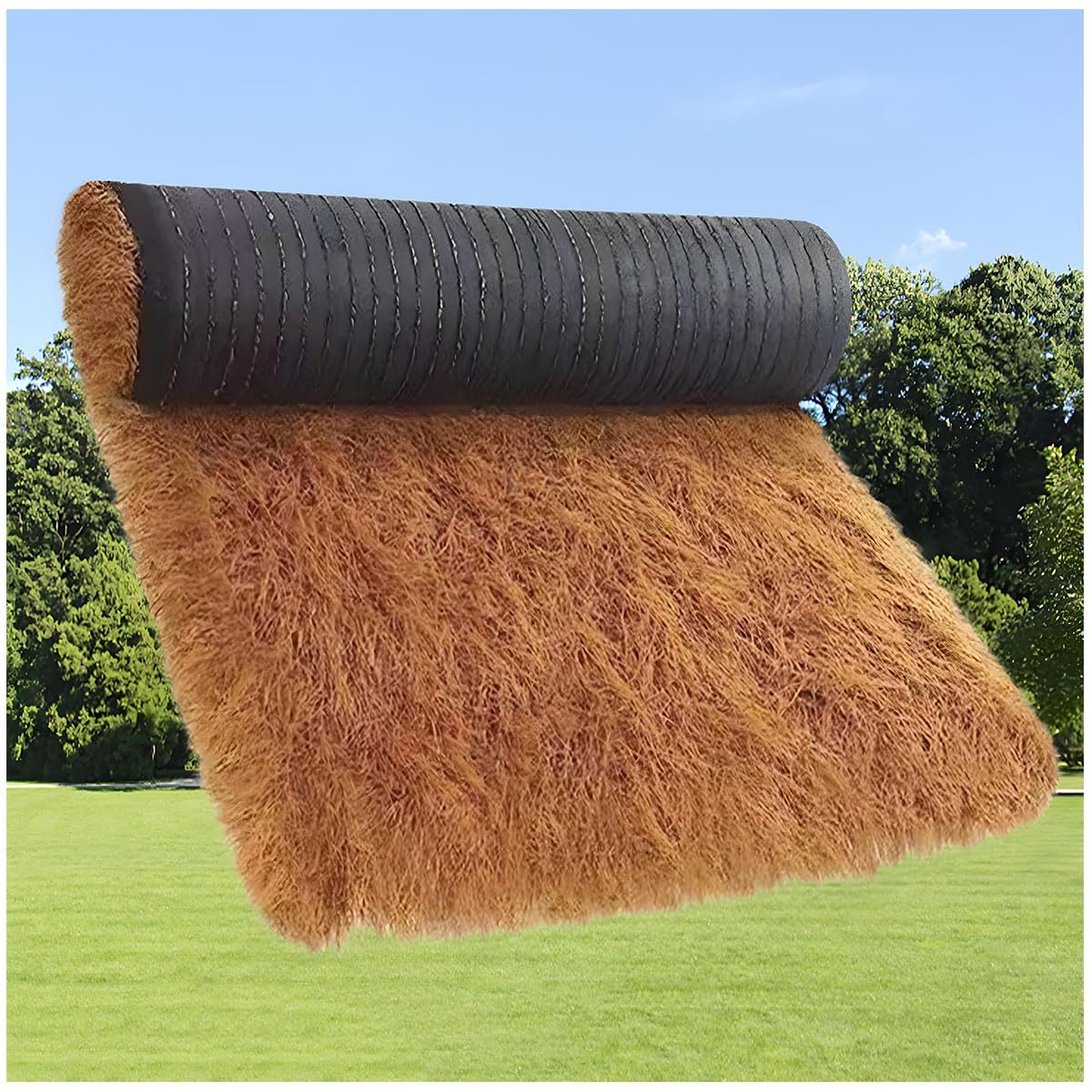 UV Resistant Synthetic Thatch Roofing Roll,Artificial Tiki Hut Grass Roof,Artificial Thatch Roll for Tiki Huts Faux Thatch Roofing Duck Blind Patio Decor Poolside Landscaping(Size:0.5*20m(1.6*65.6ft))