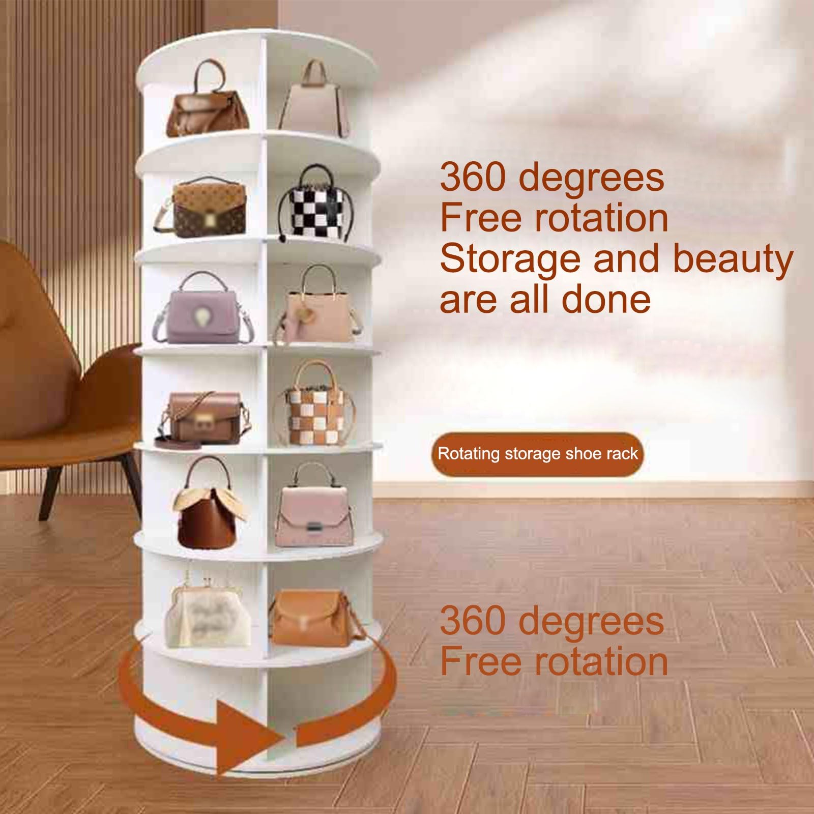 Zapatero giratorio – Organizador vertical de zapatos que ahorra espacio para entrada, dormitorio y sala de estar
