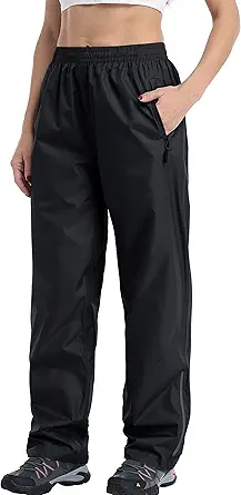 Rain Pants Women Waterproof, Reflective Womens Rain Pants, Windproof Rain Pants Gear for Golf Motorcycle Hiking Outdoor